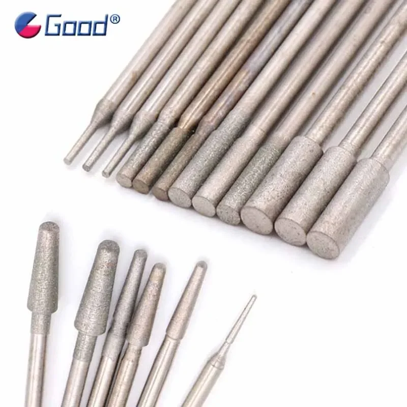 5PCS 600# 1200# Grit Cylinder Diamond Grinding Head A/B Needle Round Polishing Grinder Needles Rotate Engraving Tools