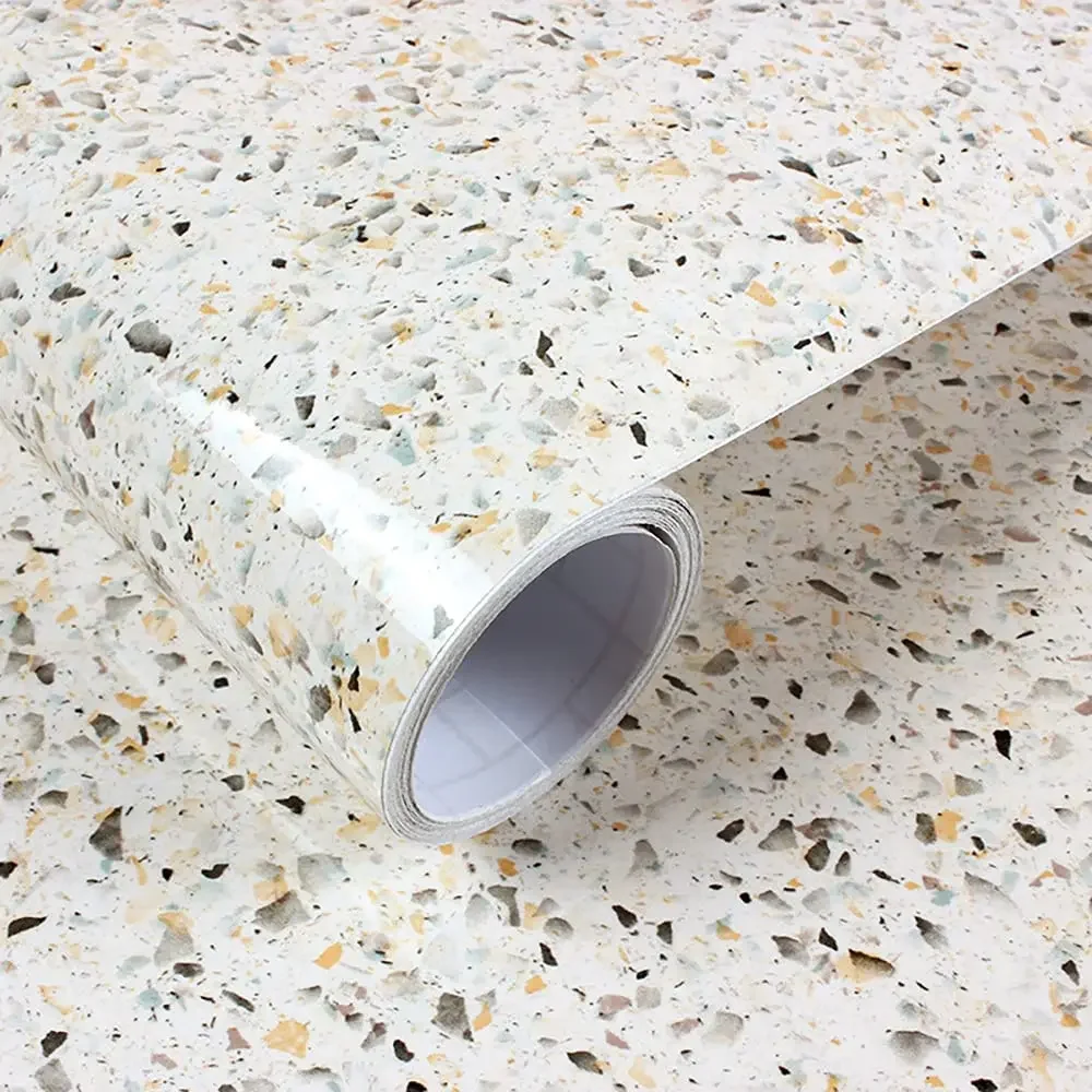 Papel De Mármore Brilhante para Cozinha Bancada Vinil Auto-adesivo Impermeável Removível Papel De Parede PVC Granito Branco Mármore Adesivo