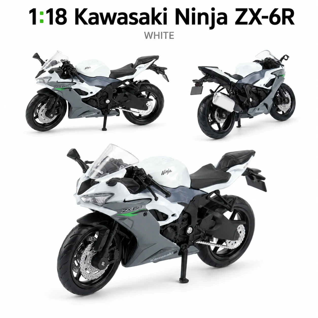 RMZCiTY 1:18 Kawasaki Ninja ZX-6R Toy Motorcycle Diecast Miniature