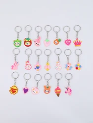20pcs PVC Cute Cartoon keychain keyrings for party gifts holiday supplies back to school gifts