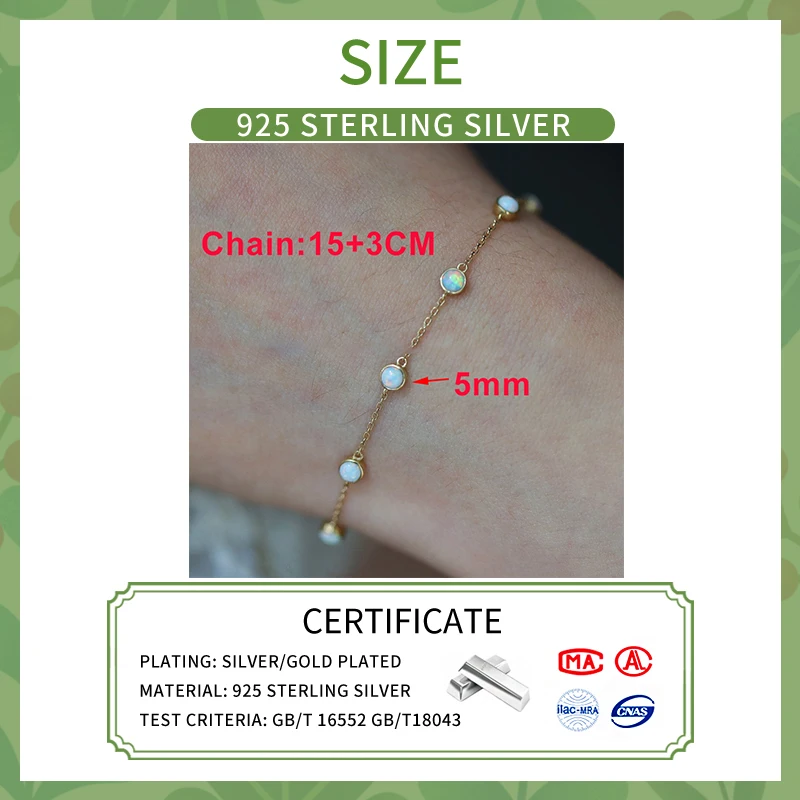 SOFTPIG Real 925 Sterling Silver Round Opal 18K Gold Chain Bracelet For Fashion Women Party Trendy Fine Jewelry Exquisite Gift