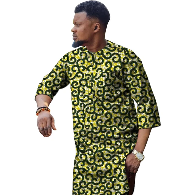 Nigerian Fashion Men s Shirt 3 4 Sleeve Ankara Tops Tailor Design Made Male African Wedding Party Wear AliExpress