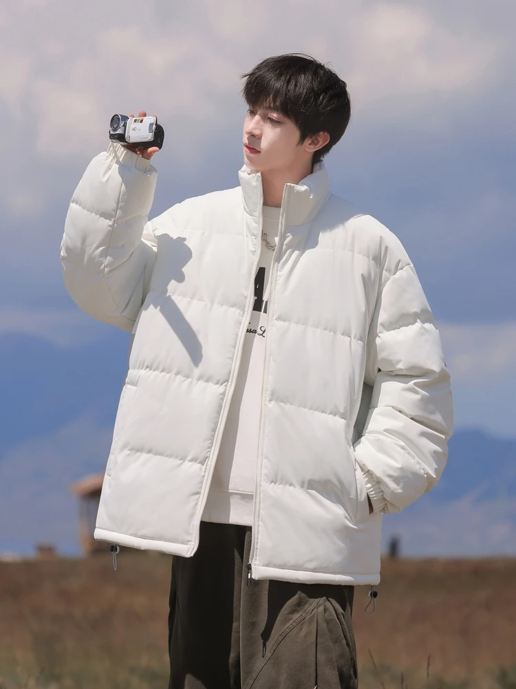 Bla الوقوف طوق أسفل القطن Jaet للمراهقين ثي الدافئة فضفاضة الشباب Faion Urban Sle طويل Sve سستة إغلاق C... #2