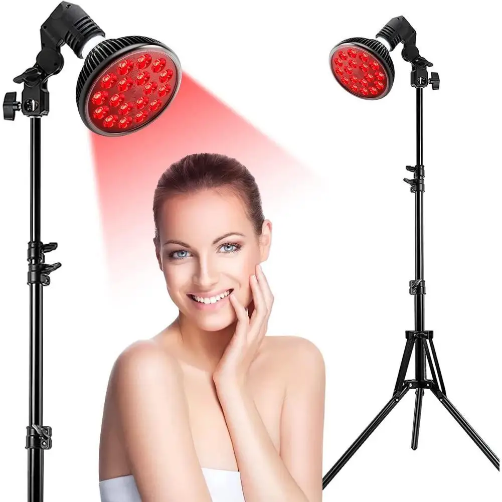 Lampe de thérapie à la lumière rouge pour le visage et le corps, support de trépied réglable, lunettes de protection des yeux, lumière rouge 660nm