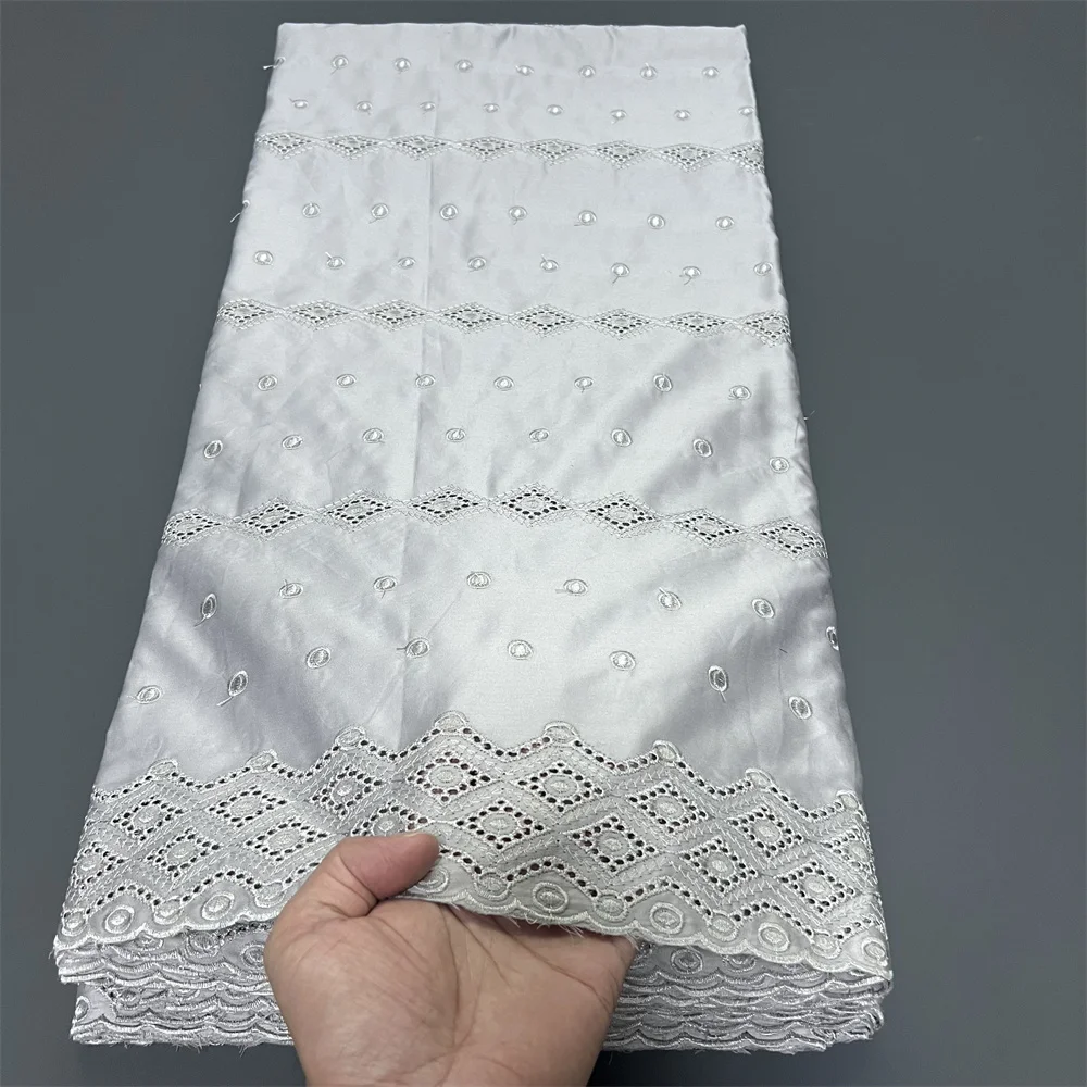 قماش دانتيل أفريقي 2025 جودة عالية، أقمشة قطنية 100% بالمتر، تطريز، فستان زفاف، أزرق، تول، تصميم، قماش، 5 ياردات