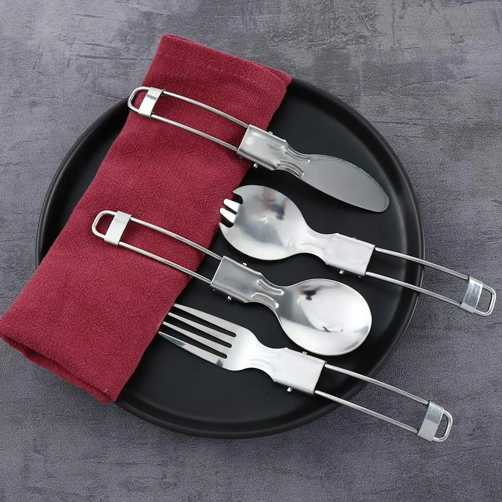 Travel Outdoor Utensils Tableware Camping Folding Spork Fork Cutlery Spoon