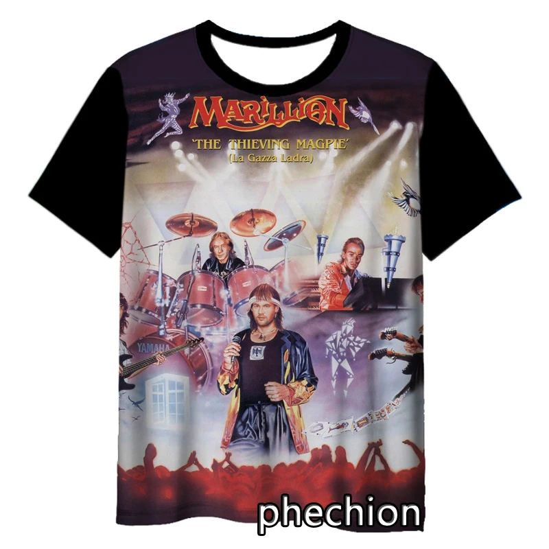 phechion New Fashion Men/Women MARILLION ROCK 3D Print Short Sleeve T-Shirt Casual Hip Hop Summer T Shirt Tops S244