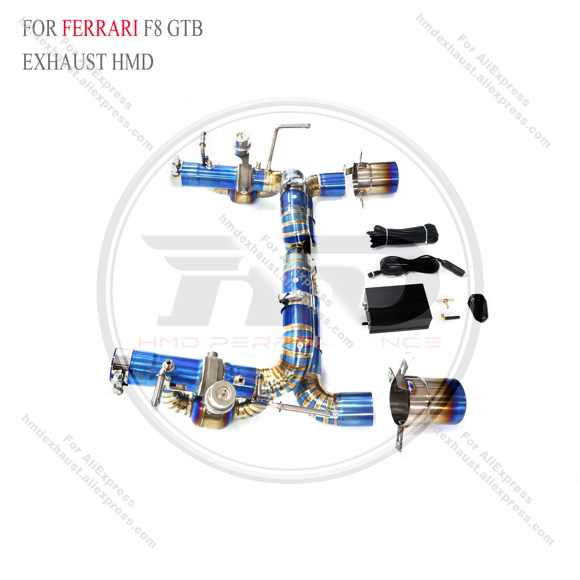 HMD Titanium Exhaust System Performance Catback for Ferrari F8 GTB  With  Valve And Tips