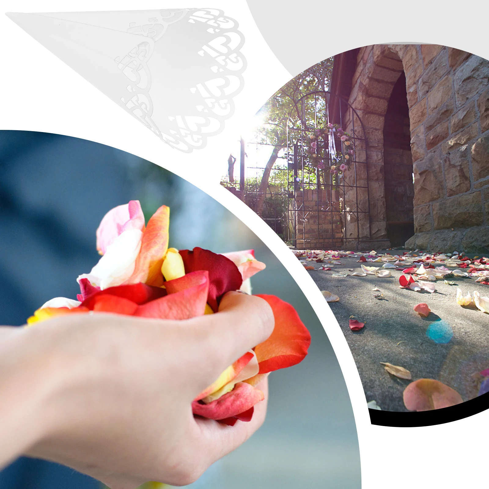 

20Pcs Wedding Confetti Cones Elegant Laser-Cut Paper Cones Fillable with Petals Lavender Bouquets for Party Buffet Event Decor