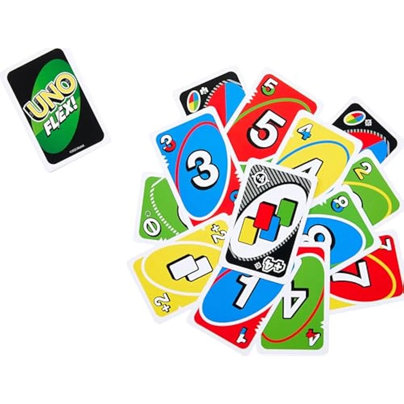 Mattel Games UNO's nieuwe Flex Card Game, een leuk spel voor volwassen gezinnen en feestspelavonden, 2 tot 6 spelers, wordt geleverd met opbergtas