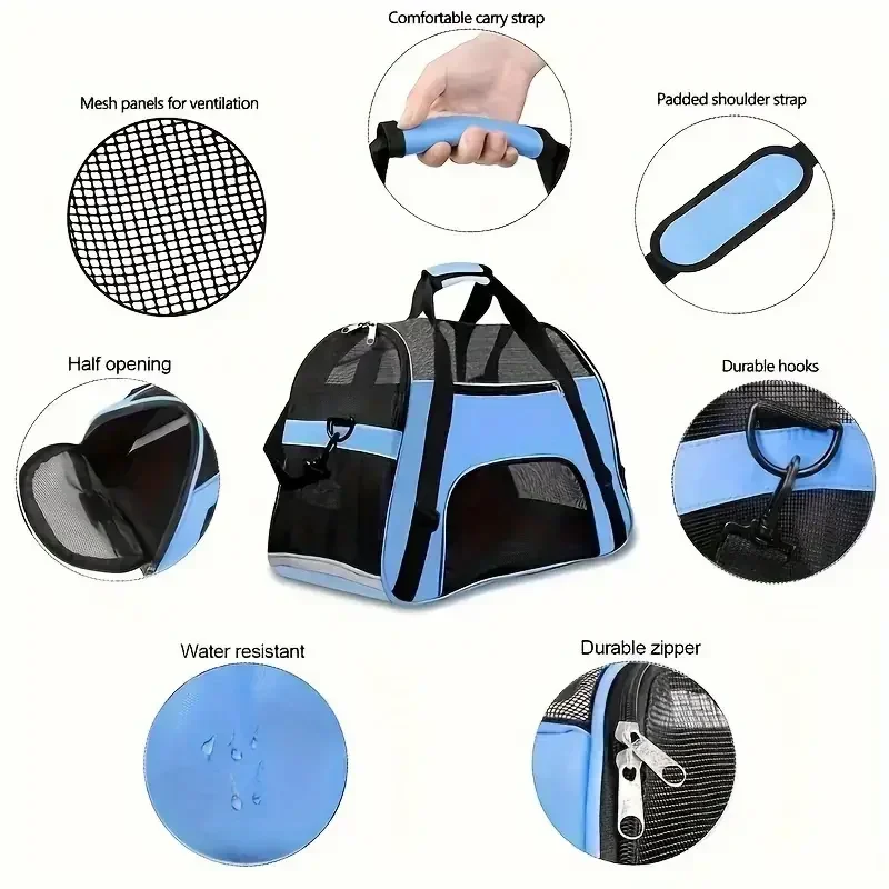 Cat Bags Portable Dog Carrier Bag Mesh Breathable Carrier Bags for Small Dogs Foldable Cats Handbag Travel Pet Bag Transport Bag