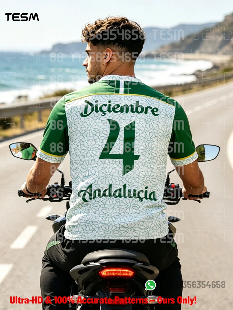 Camiseta Retro Andaluza de Fútbol para Hombre, Transpirable, de Manga Corta, Conmemorativa para Aficionados, Ropa Deportiva, Uniforme de Equipo