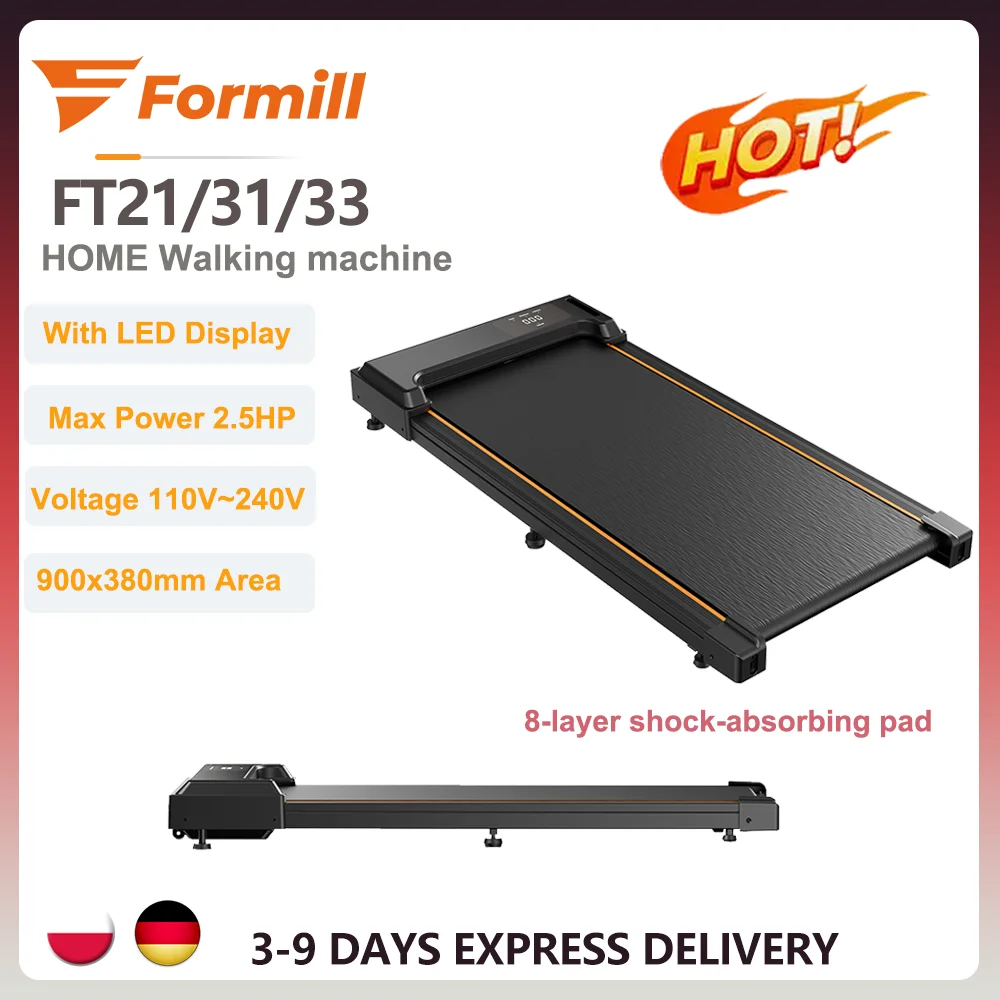 Tapis Roulant Formill FT21/FT31/FT33 2.5HP, Inclinazione Regolabile 12%, Motore 6km/h, Tapis Roulant Portatile, Antiscivolo, Assorbimento degli Urti, per Casa e Ufficio, Display LED, Leggero