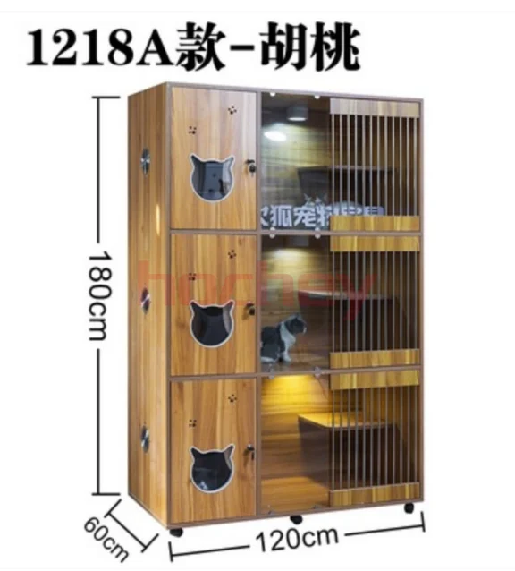 MT MEDICAL Hot Sell Luxury Interior Animal Furniture Wooden Cat Cage House With Scratching 3 Layer Cat Customized Cat House