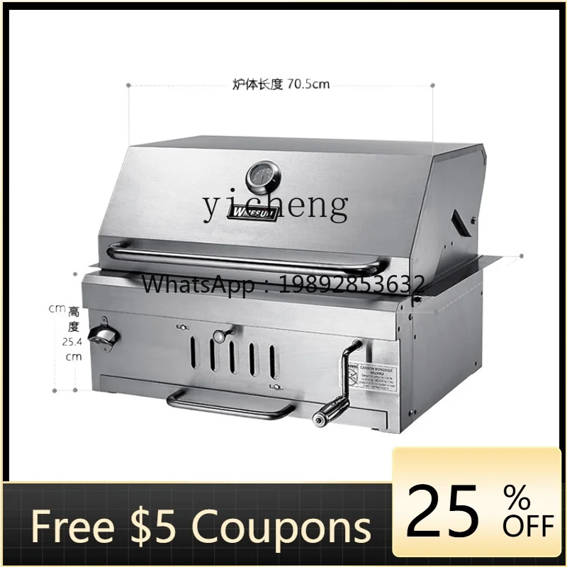 

Tqh Embedded Barbecue Oven Outdoor Charcoal Barbecue Table Home Villa Courtyard Stainless Steel Barbecue Grill