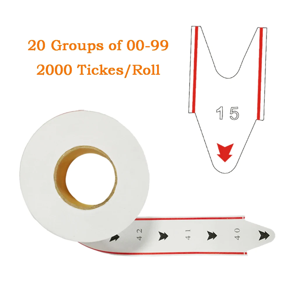 Take A Number White Tickets 2-Digit Ticket Rolls for K-T Ticket Dispenser 2000 Tickets/Roll 20 Groups Number from 00-99