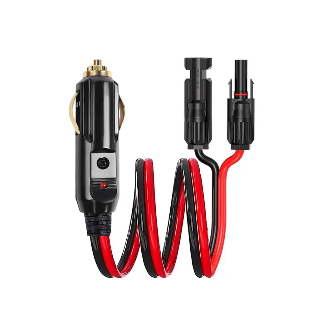 Mc-4 to Cigarette Lighter Socket Plug Adapter Cord, 12V/24V Solar Charging Cable Connector for Car Power Station Storage Battery