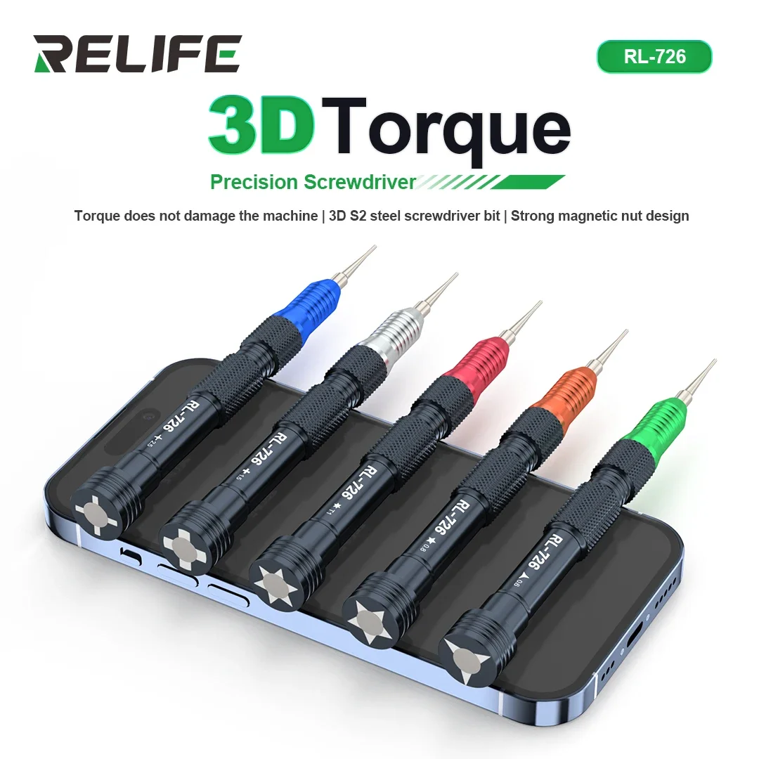 RELIFE RL-726 3D Precision Torque Screw Driver Anti Slip Teeth Screwdriver For iPhone Android phone Disassembly Repair Tools