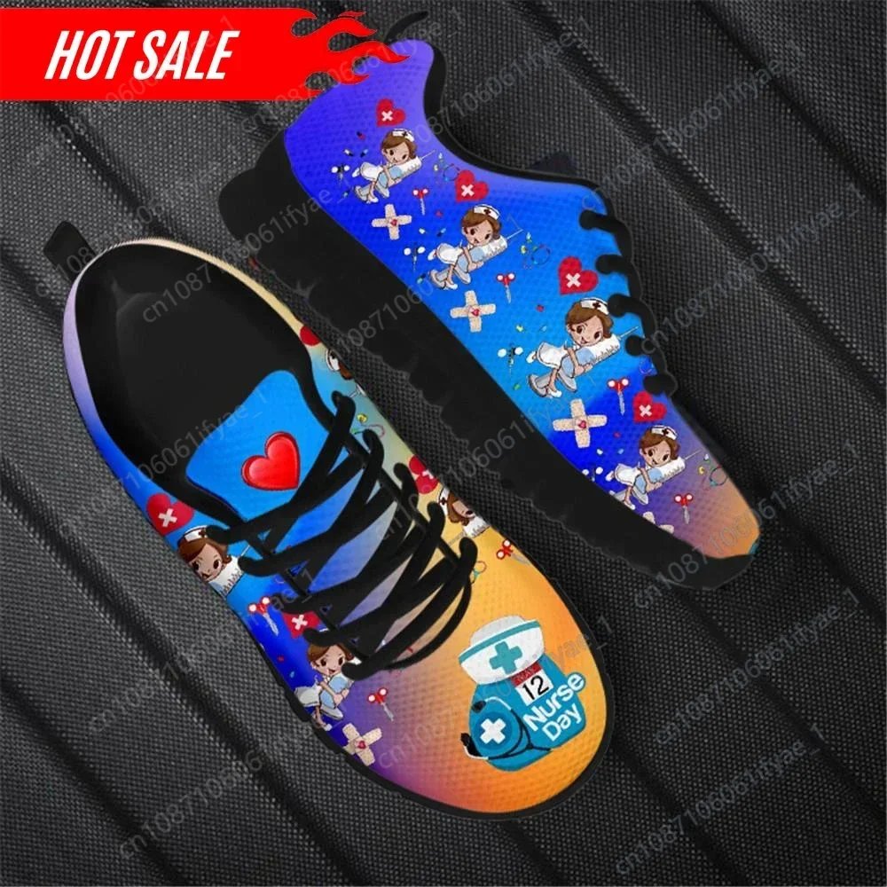 

Cute Nurse Cartoon Pattern Flat Shoes for Women Breathable Casaul Mesh Sneakers Lightweight Running Shoes Zapatillas