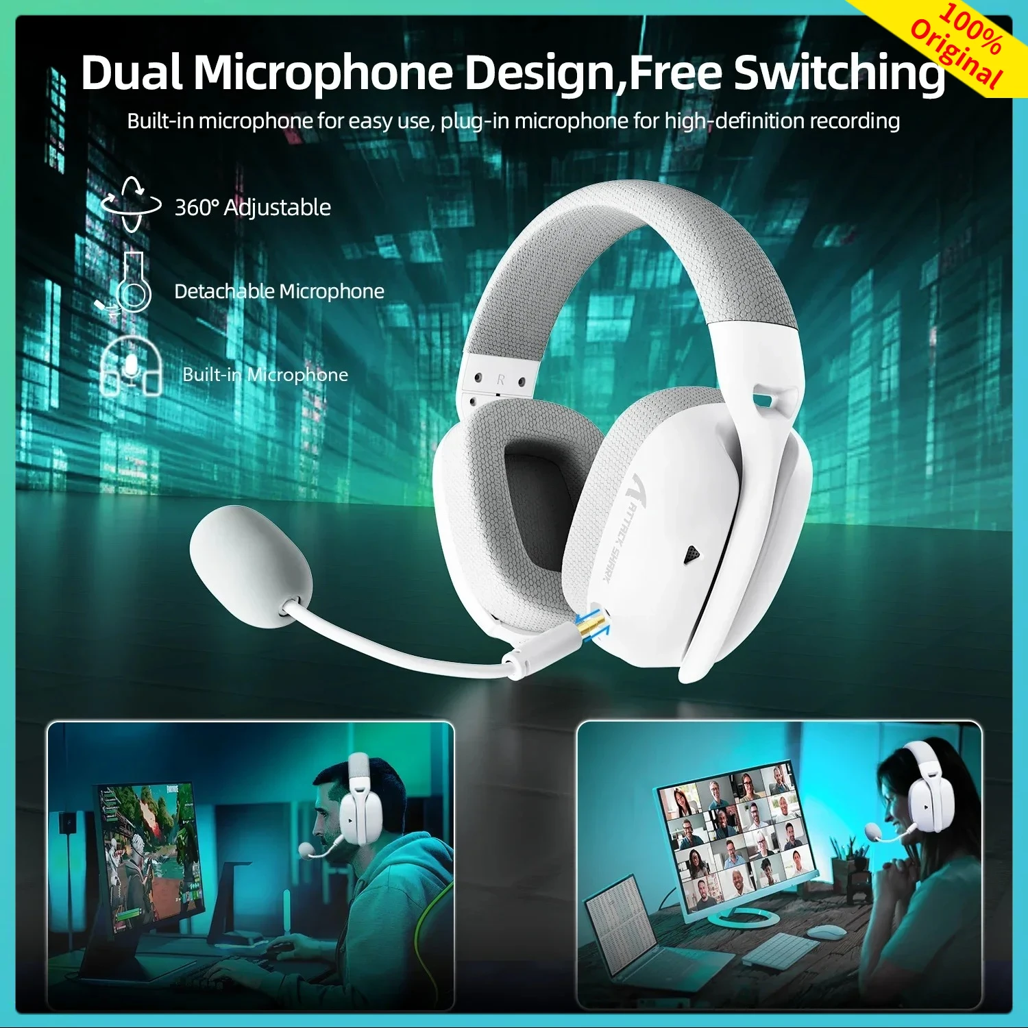 

Attack Shark L80PRO Three-mode Connection Lightweight Gaming Headset Dual-microphone Smartphone/Table/Pc/Laptop/PS4/PS5/Switch