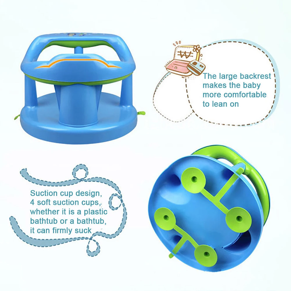 Baby Bath Chair with Suction Cups Low Temperature Resistance Safe Material Tool Suitable for Newborn Boy Shower Tub