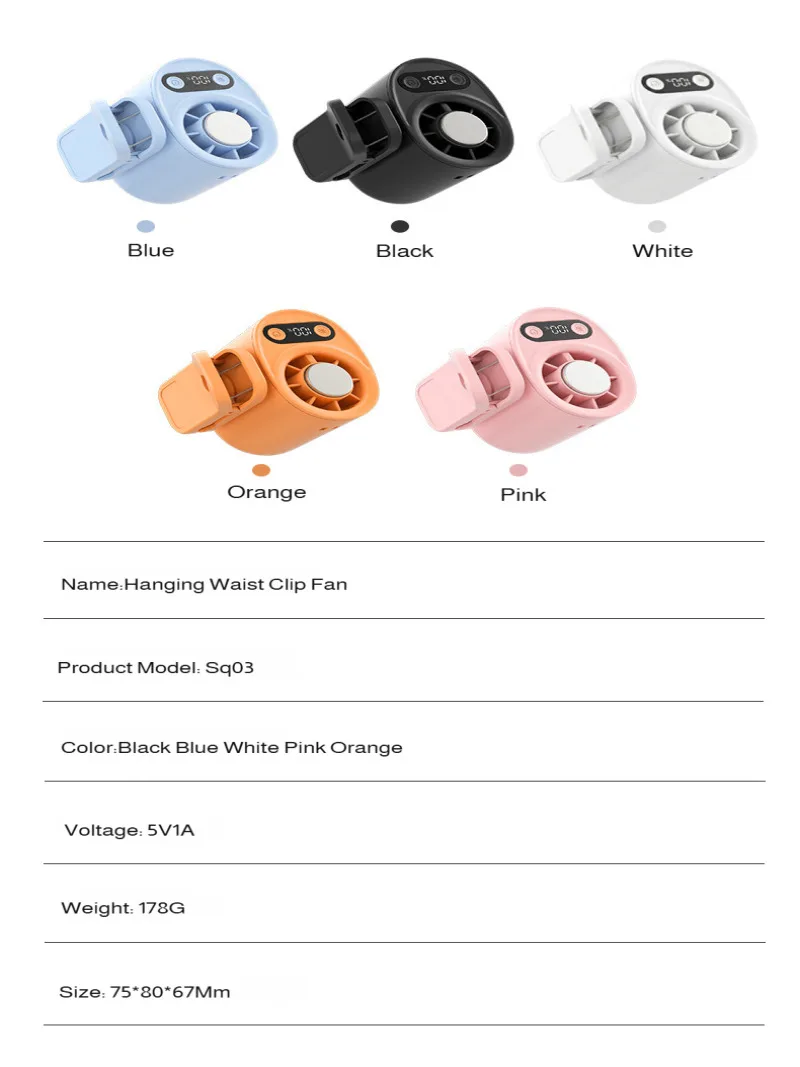 Semiconductor Cooling Clip on Fan Intelligent Digital Display 100 Adjustable Speeds Portable USB Desk Fan for Home Office Car view 6