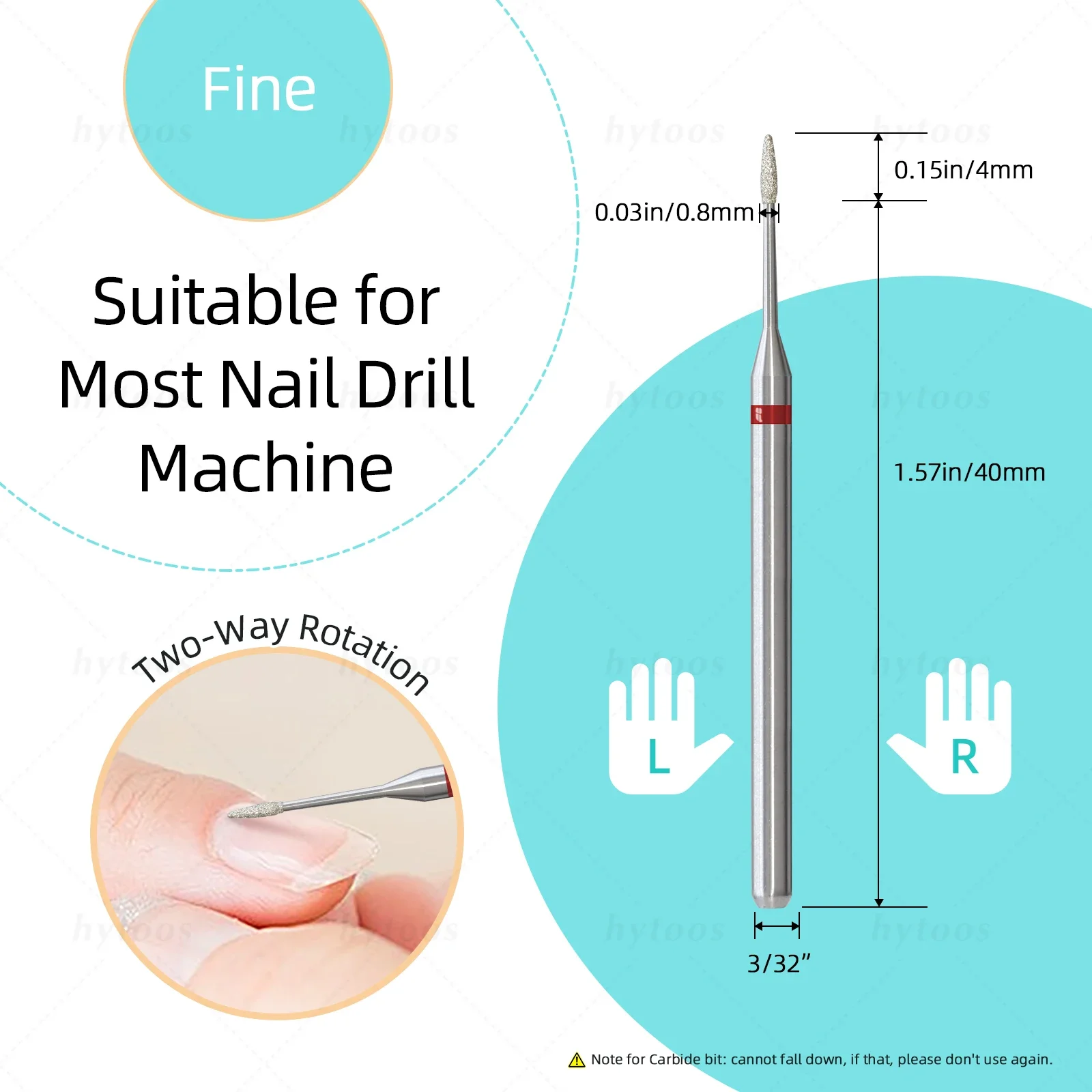 HYTOOS Mini cône diamant cuticule forets à ongles forets russes pour ongles sécurité professionnelle ongles outil de nettoyage de peau morte