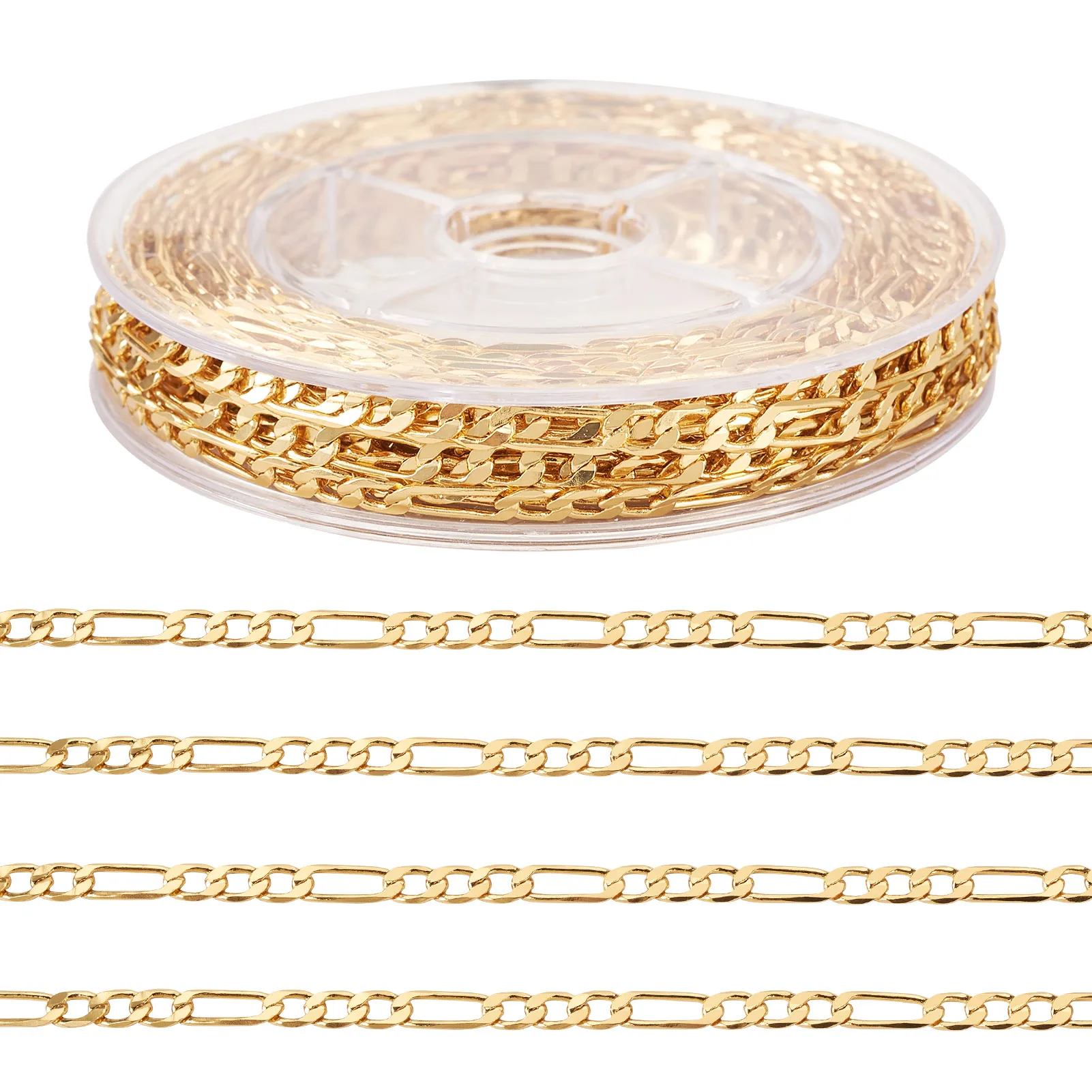 Cadenas Figaro de latón de aproximadamente 5m, chapado en oro Real de 18 quilates para mujeres, hombres, parejas, joyería de moda, suministros para collar y pulsera DIY