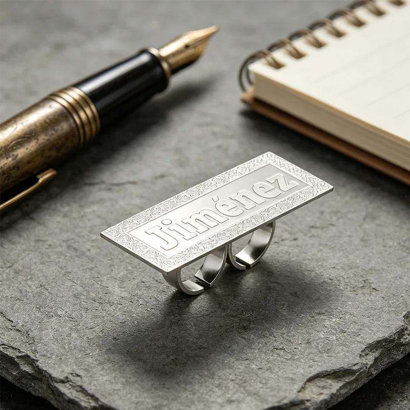 Qitian Custom Fashion Double Name Ring Man Personalised Stainless Steel Double Finger Ring For Dad Unique For Father’S Day Gift