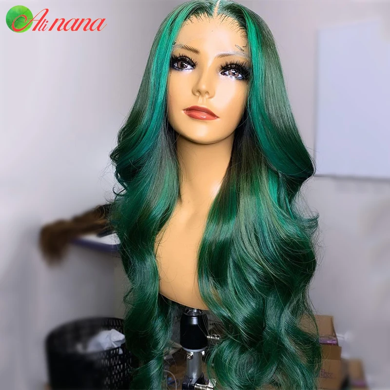 Olive สีเขียวสี Body Wave ลูกไม้บราซิลเส้นผมมนุษย์ Wigs Pre-Plucked 13x 4ลูกไม้ด้านหน้าวิกผม Remy ไฮไลต์วิกผม