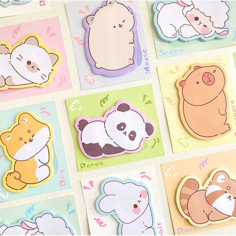 Imagem -06 - Cute Cartoon Deitado Animais Sticky Notes Memo Pad Panda Cão Cat Note Book Adesivos Scrapbooking Kids Stationery 10 Pcs por Lote