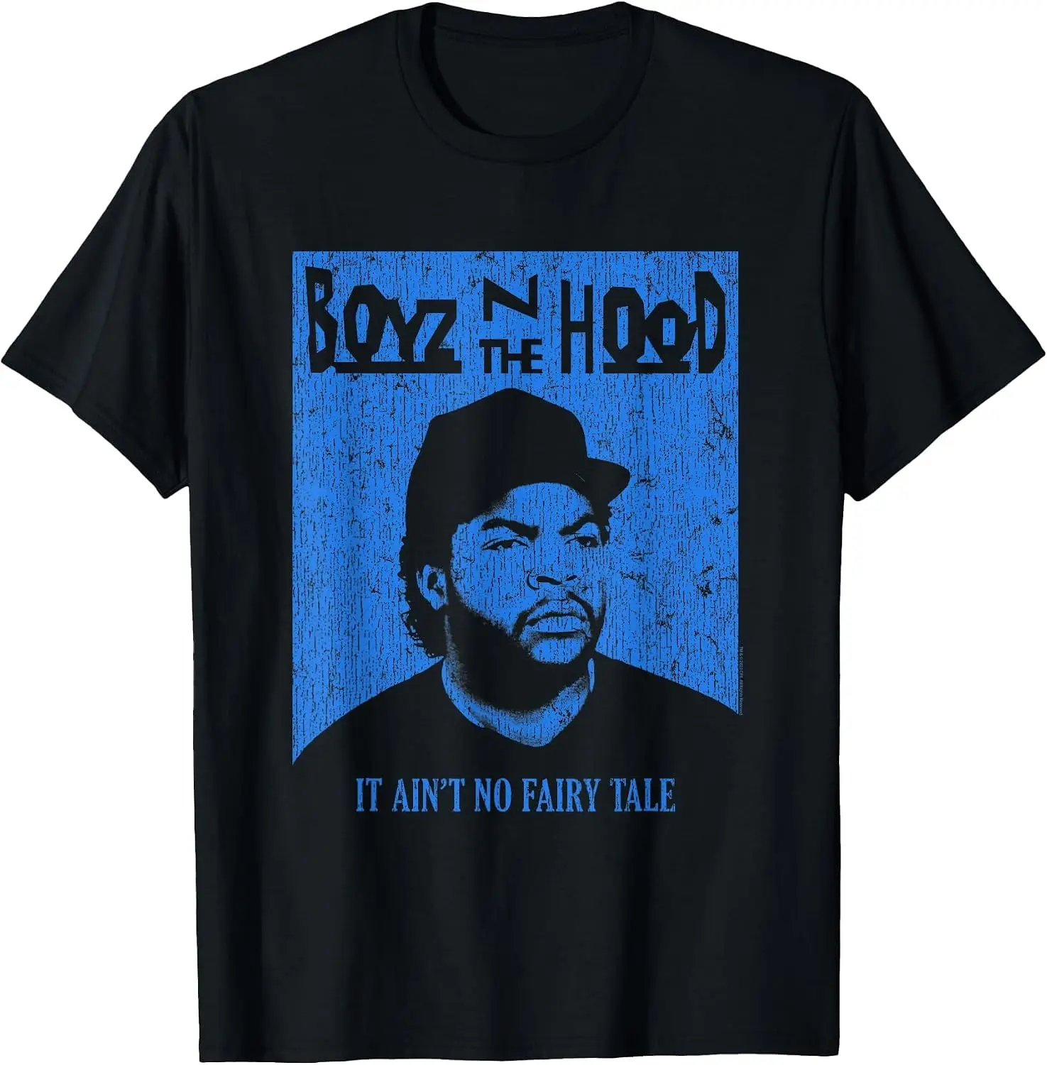 Boyz N The Hood Doughboy Blue Rectangle T-Shirt Men Vintage Graphic T‑Shirt, Casual Crew Neck Short Sleeve Retro Art Print Tee, Classic Distressed Style Printed Top