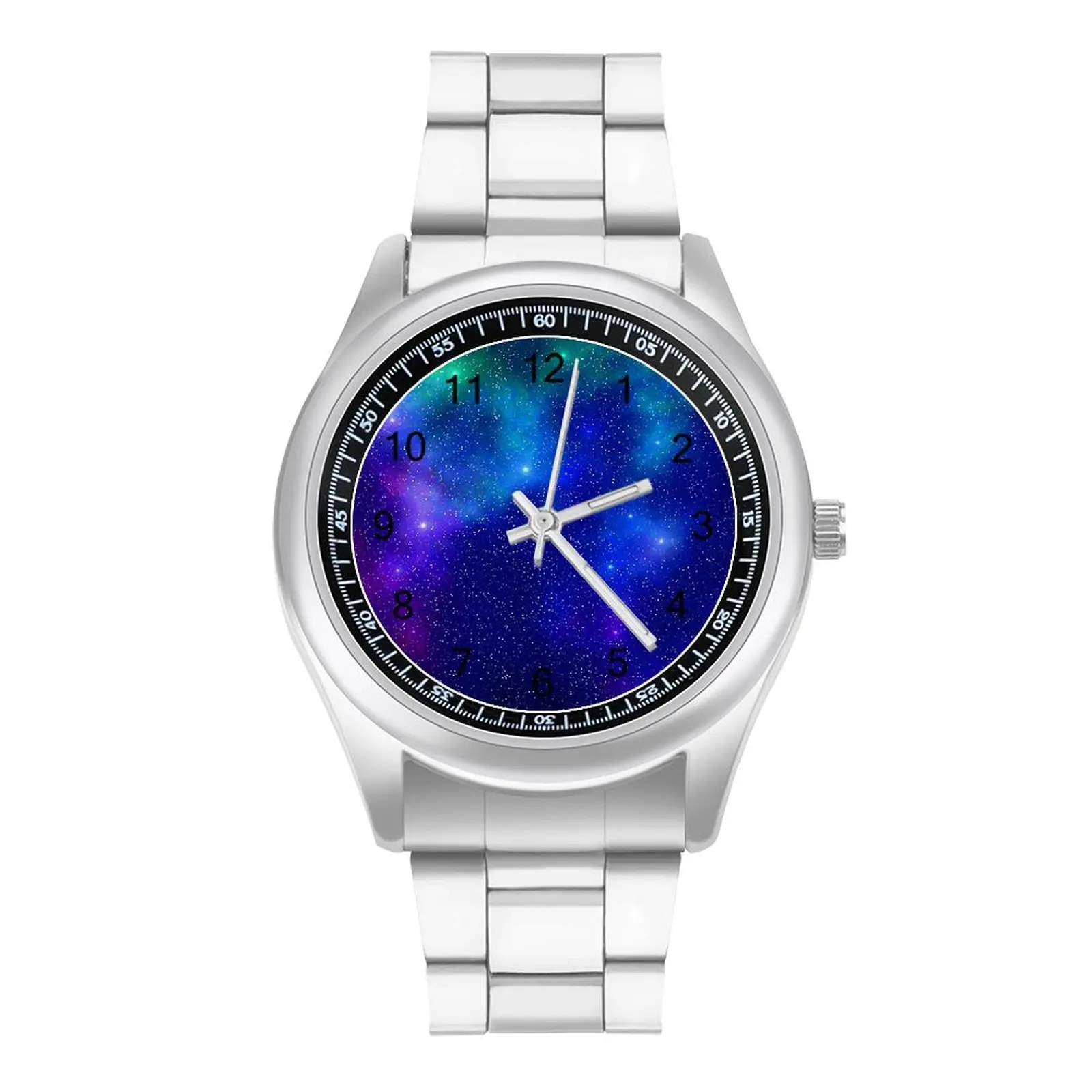 Galaxy Nebula Quartz Watch Blue And Purple Photo Elastic Wrist Watches Steel Analog Outdoor Teens Wristwatch