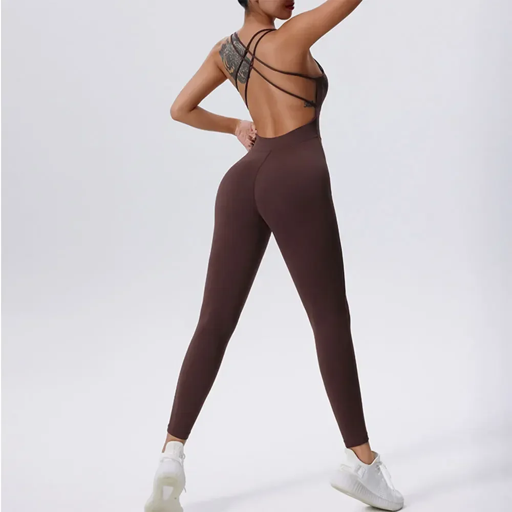 Women Yoga Set Fitness Jumpsuit Gym Set Training  Suit Sportswear  Clothes Sports Jumpsuit  Rompers Stretch Workout Bodysuits