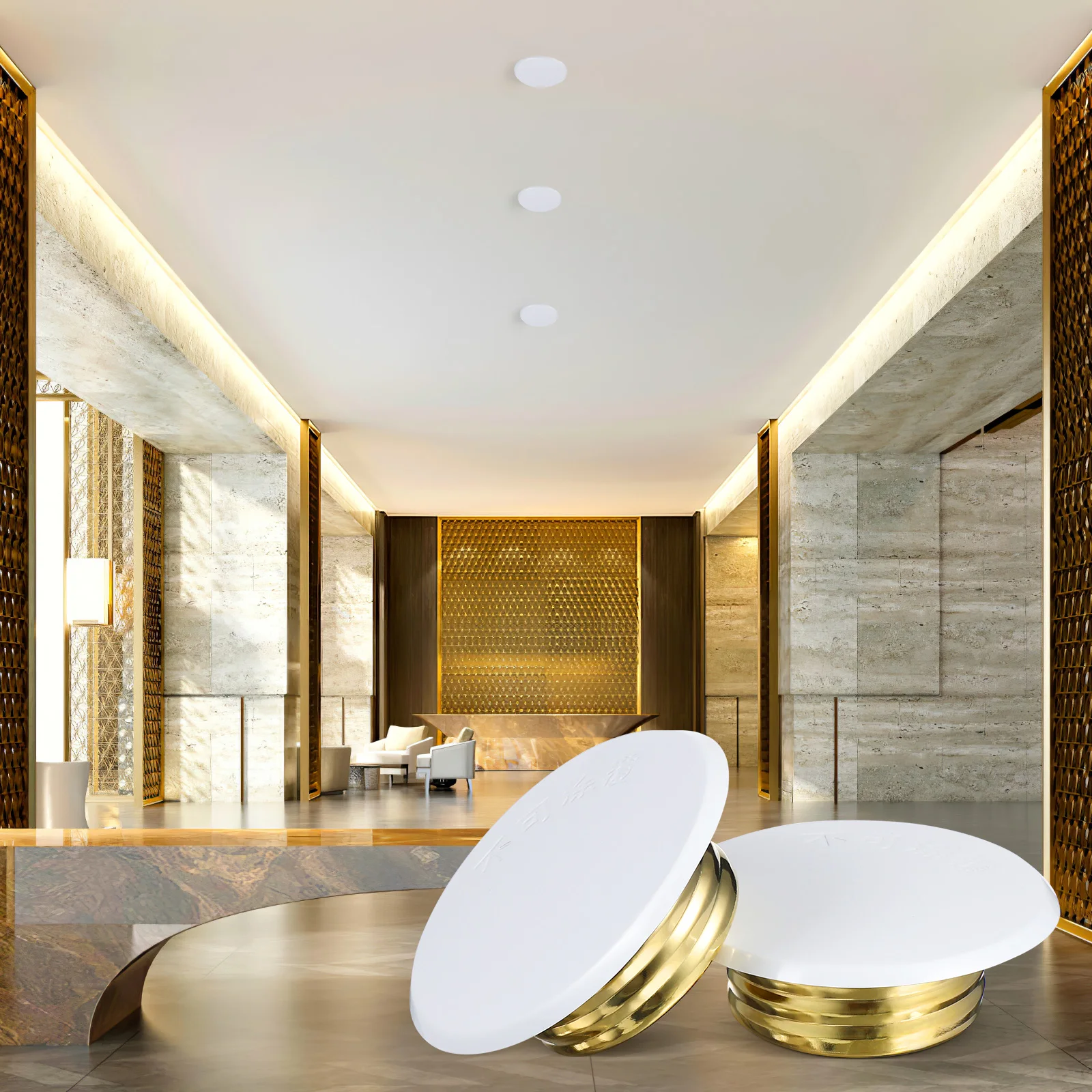 ฝาครอบหัวฉีดน้ำดับเพลิง 4 ชิ้น สีขาว สำหรับป้องกันเพดาน วงแหวนตกแต่ง ทนทาน ทำจากเหล็ก ดีไซน์แบบซ่อน สำหรับใช้ภายในอาคาร