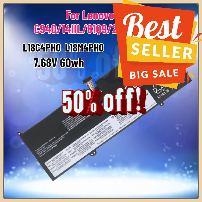 

7.68V 60wh L18C4PH0 Laptop Battery for Lenovo Yoga C940/14IIL/81Q9/2ICP5 Series 7820mah