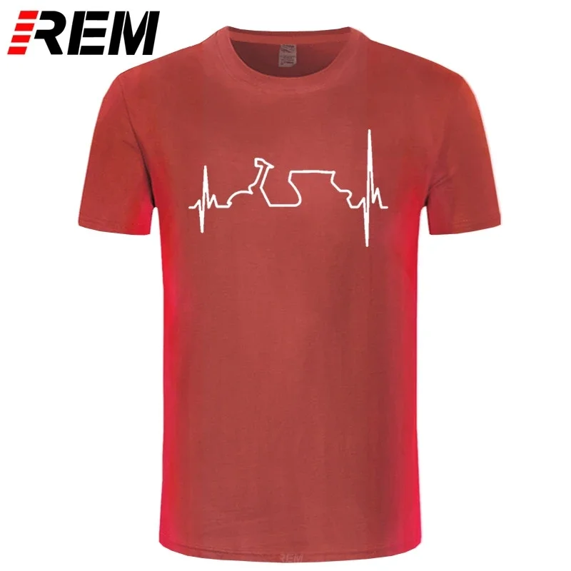 Cotton T Shirt Funny Vespa Heartbeat T-shirts Men Harajuku Shirt Hip Hop Tees Tops Harajuku Streetwear Fitness