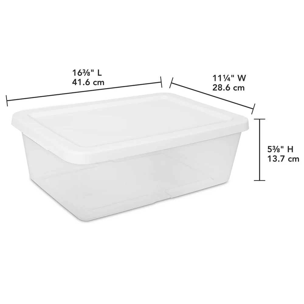 مجموعة من 4 صناديق تخزين بلاستيكية شفافة مع أغطية قابلة للتكديس سعة 12 لترًا، خزانة غرفة النوم والمكتب المنزلي