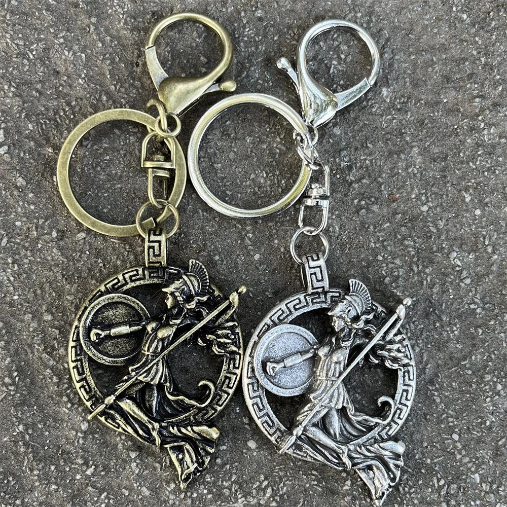 Nostalgia Greek Goddess Metal Keychain Mythology Minerva Athena Warrior Viking Key Accecories For Women Mothers Day Gift