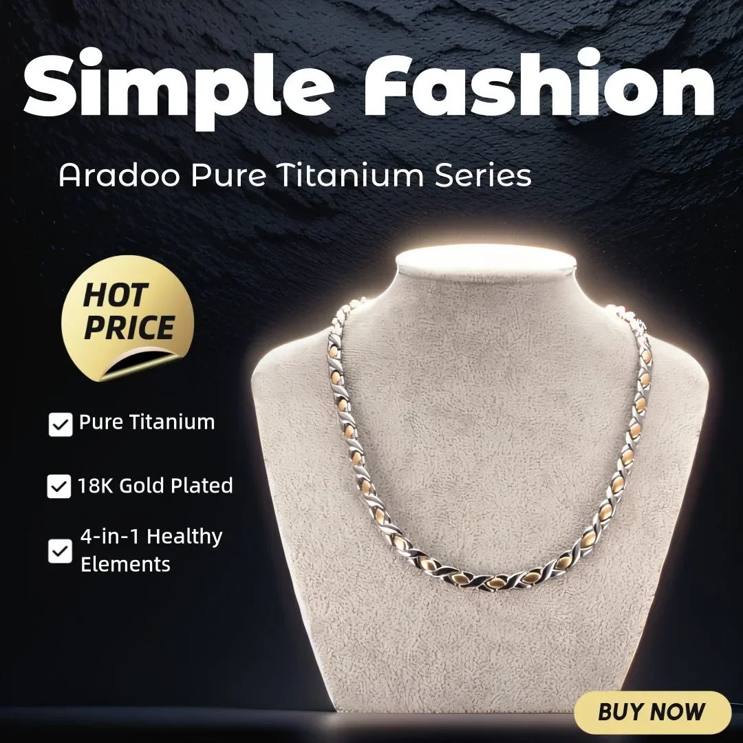 ARADOO Pure Titanium Necklace Collar Titanium Steel Magnetic Anion Slimming Therapy Necklaces