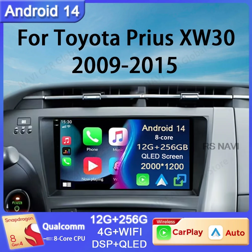 

Автомагнитола 2DIN на Android 14 для Toyota Prius XW30 2009 - 2015 с GPS-навигацией, радио, мультимедийным проигрывателем, стереосистемой DSP