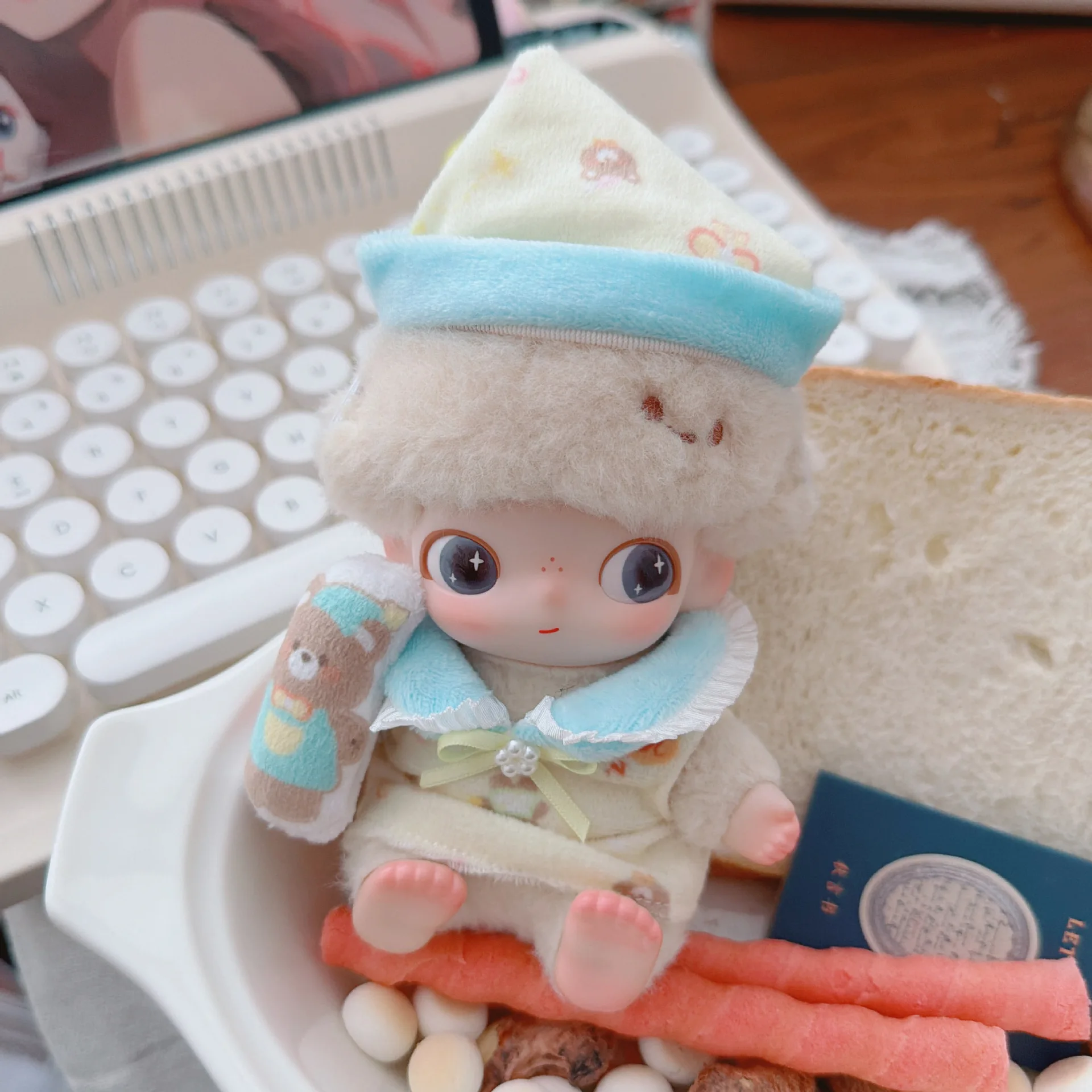 Conjunto Kawaii Rosa de 3 Peças para Bonecas de Pelúcia Mini, Roupas para Bonecas de 10-15cm, Acessórios para Colecionadores de Meninas