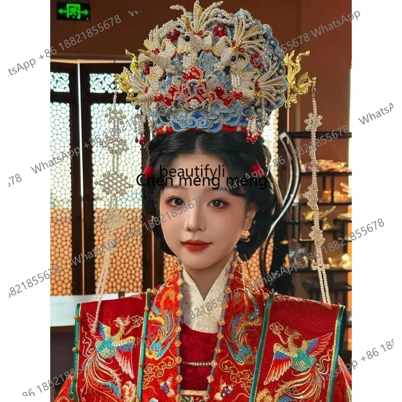 lhy 26 ss 26 Phoenix Coronet Hanfu Wedding Clothes Bridal Headdress Chinese High-End Ancient Costume Recovery Tuinga Original Ha