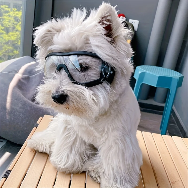 Eye Glasses for Dogs, Windproof and UV Resistant Pet Headgear, Adjustable Strap Windproof Dog Goggles, Suitable for Outdoor Use