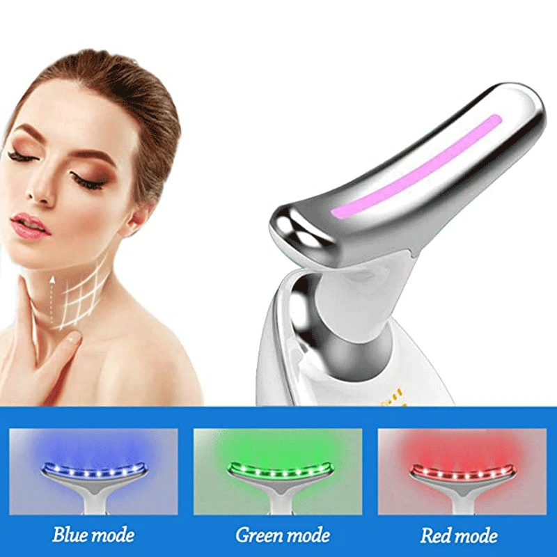 Anti Aging Neck Lifting Beauty Device Skincare Face Neck Skin Tightening Anti Wrinkle EMS Thermal Vibration Facial Massager