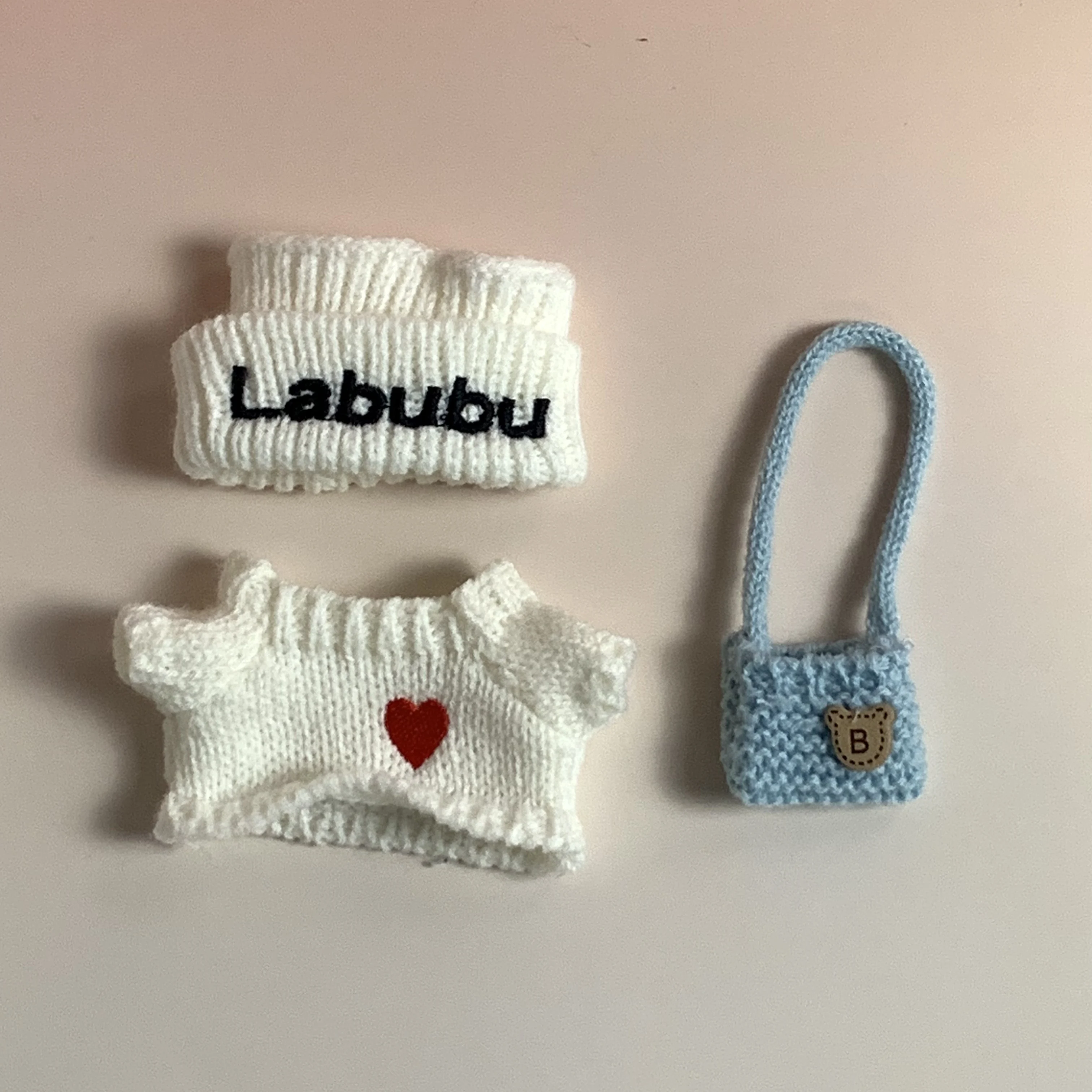 Labubu Gen 1&2 Knit Sweater & Hat Set - Valentine's Winter Doll Outfit