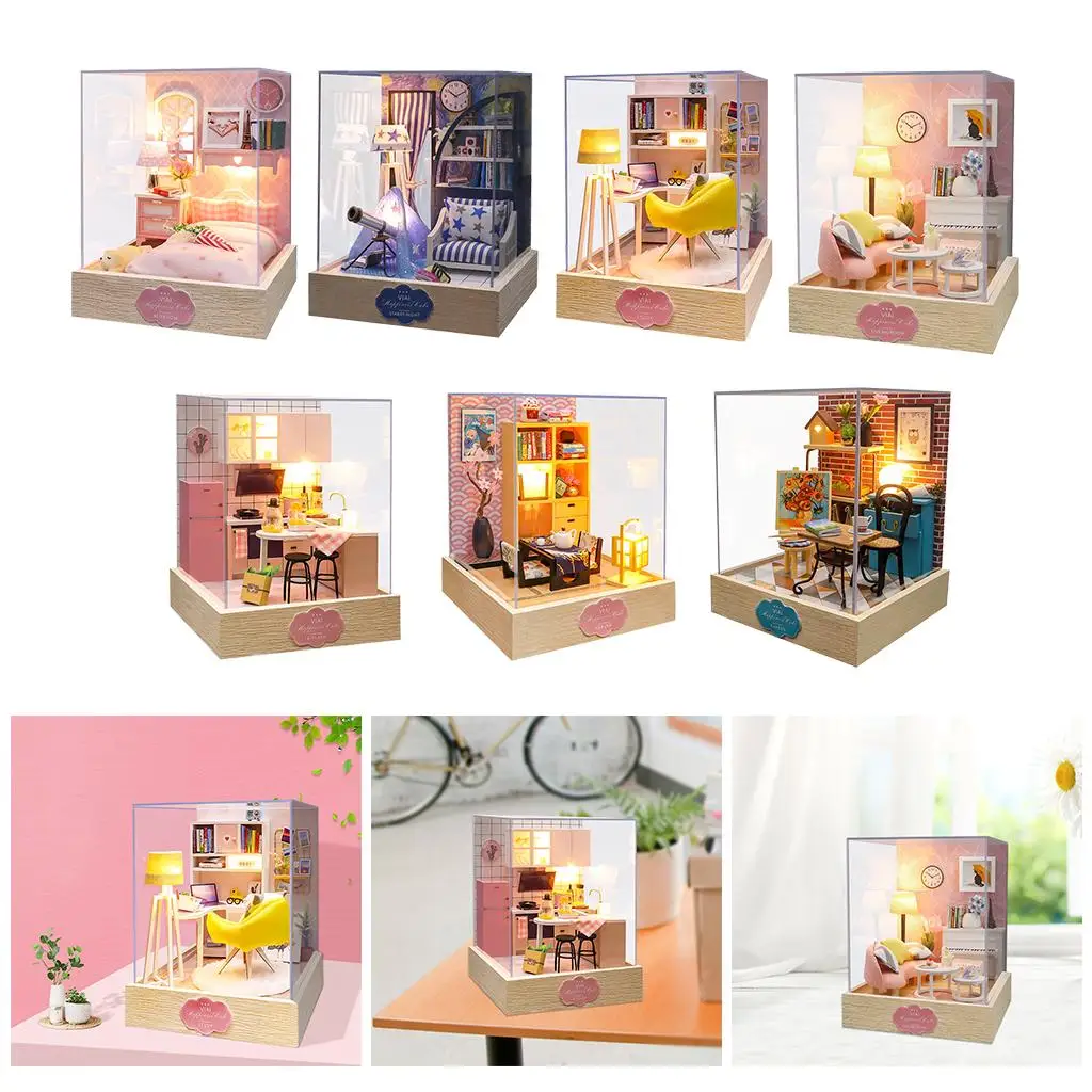 

Miniature Dollhouse with Furniture Model Kids Toys Dollhouse Furniture Christmas Birthday Gifts