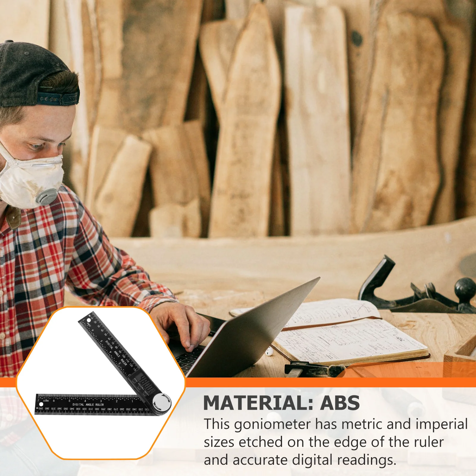 ไม้บรรทัดวัดมุมดิจิตอล 200 มม. ไม่มีการวัดความแม่นยำสูง เครื่องมือวาดภาพงานก่อสร้างงานไม้ การแปลงข้อมูลการถือข้อมูล