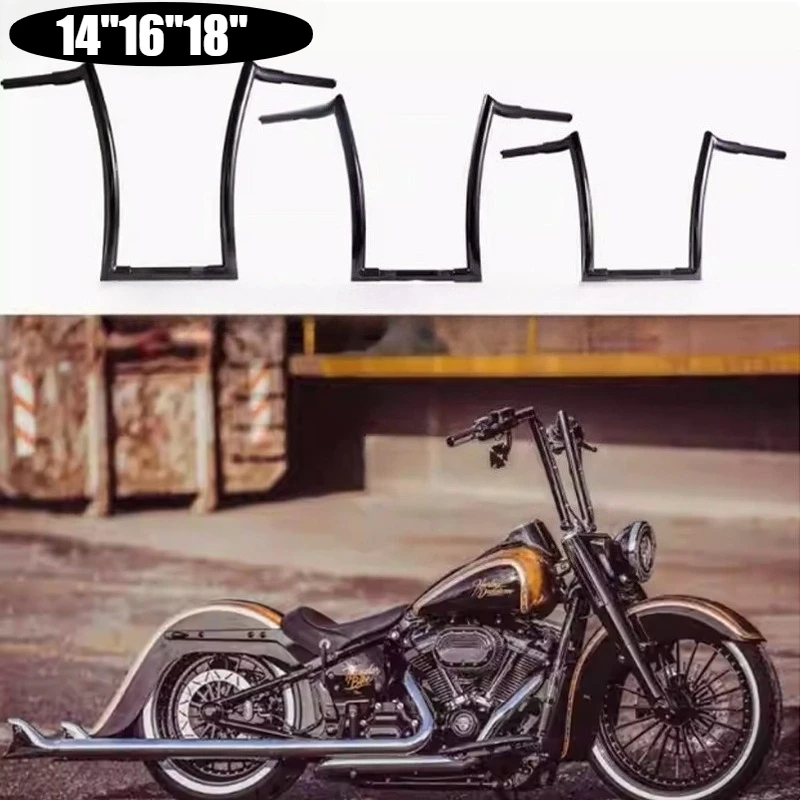 

14" 16 ''18" Rise Handlebars 1'' 25mm Clamping Steering Wheel for 883 Softail Bobber Chopper Sportster Touring Dyna Fat Boy