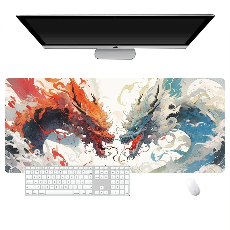 Keyboard HD mythical beast computer game dragon mousepad extra large anime  desk  pad bottom non-slip rubber